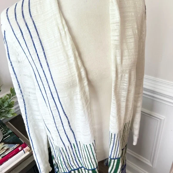 NIC + ZOE Lightweight Linen Blend Open Front Boho Duster Size L - Picture 9 of 13